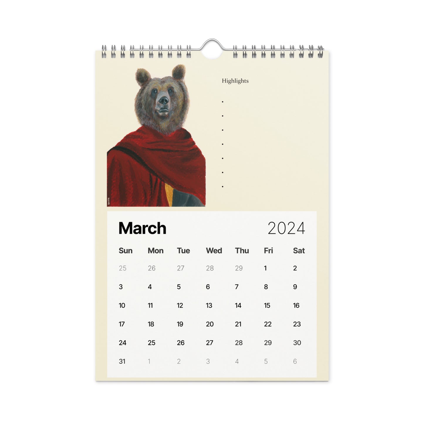 Snazzy Animals Wall calendar (2024)