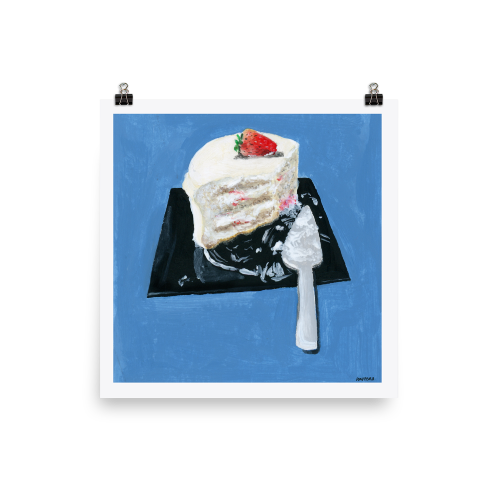 10x10 inch Strawberry Cake Dessert Poster Print