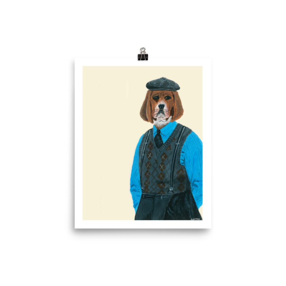 Matte print poster of Dog in a Vest - Animal Postcard Print