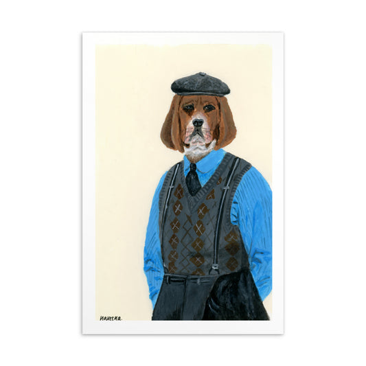 4x6 inch Dog in a Vest - Animal Postcard Print